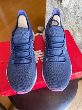 New Balance Navy Blue Athletic Slip-On Runners with Pink Accent